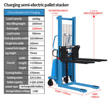 Load image into Gallery viewer, Semi-electricPalletStacker 2200Ibs  Model:JC-BDD-2T-XM
