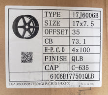 Load image into Gallery viewer, Clearance Sale Alloys 17J6006B 17‘’ Rims  4pcs/set
